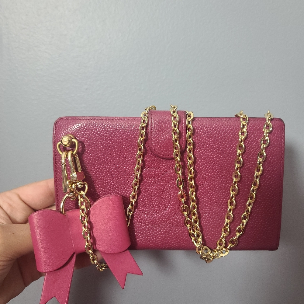 CHANEL Caviar Magenta Pink Kisslock Wallet - Picture 7 of 9